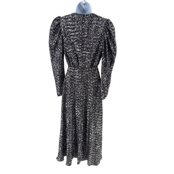 BORGO DE NOR NEW Bernadette Sequin Crepe Formal Long Sleeve Maxi Dress Size XS