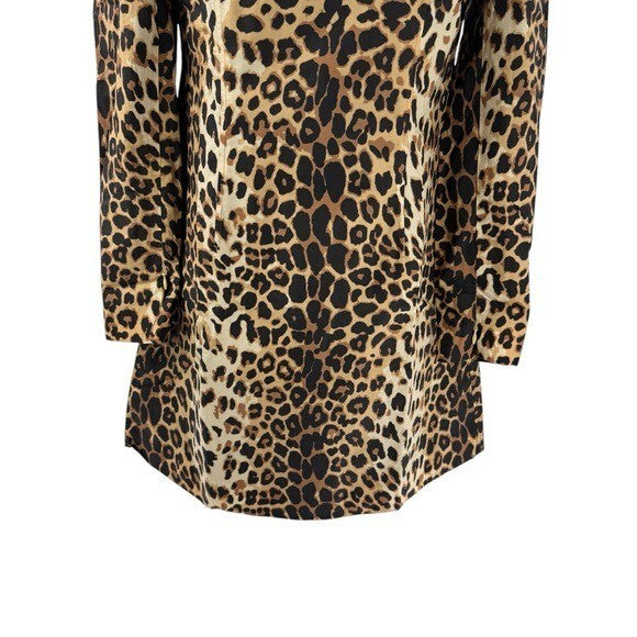 Tuckernuck x India Hicks NEW Leopard Domino Long Sleeve Party Mini Dress Size XS