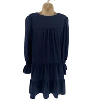 Pomander Place NEW Kenzo Crepe Relaxed Fit Tiered Mini Dress in Navy Size S