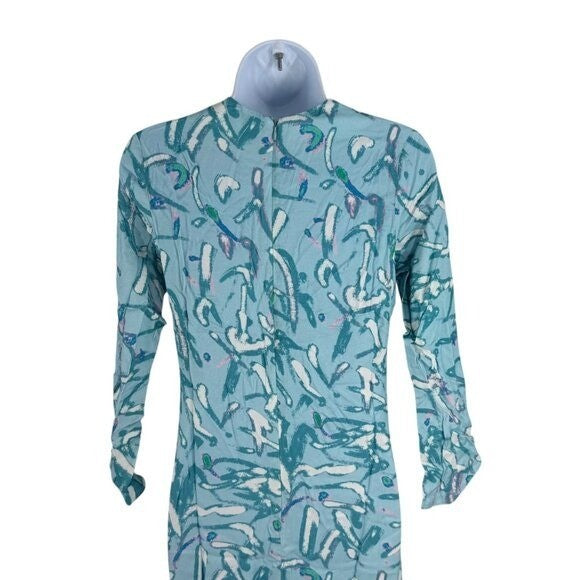 Hyacinth House NEW Blue Abstract Print Long Sleeve Hattie Midi Dress Size XXS