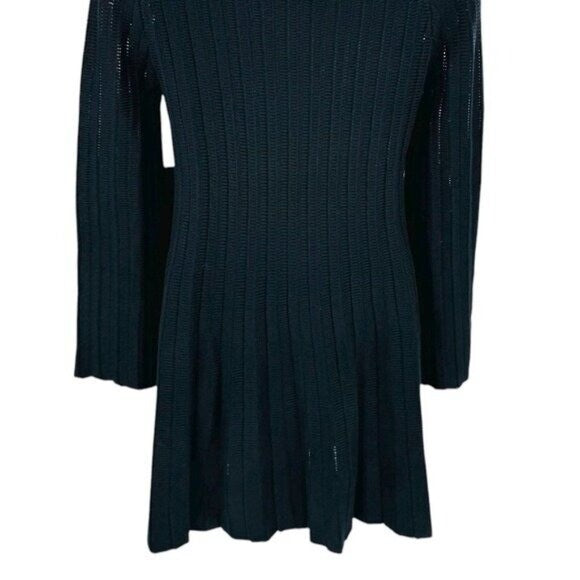 Pomander Place NEW Black Adi Long Belle Sleeve Ribbed Knit Mini Dress Size XS