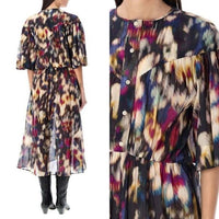 Isabel Marant Etoile NEW Maggy Black Watercolor Button Down Midi Dress Size S