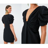 Hyacinth House | NEW Black Tinsley V-Neck Puff Sleeve Mini Dress Size XXS