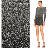 Retrofete NEW Nikki Sequins Long Sleeve Black Cocktail Party Mini Dress Size L