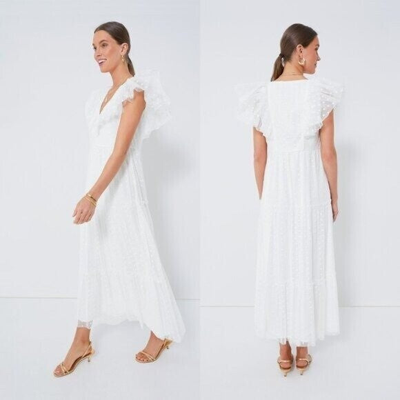 Tuckernuck | NEW White Onyx Tulle Giselle Formal Embroidered Maxi Gown Size S