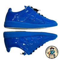 Maison Margiela Replica Patent Leather Low Top Sneaker Dazzling Blue Size 40 NIB
