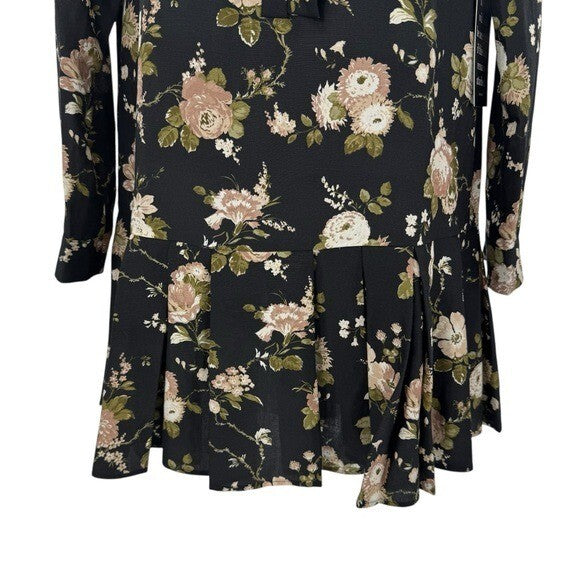 Tuckernuck NEW Midnight Garden Black Floral Drop Waist Tate Mini Dress Size XXS