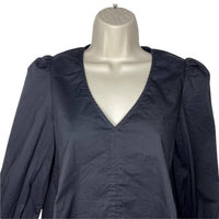 Pomander Place | NEW Easton Swing V Neck Long Sleeve Blouse in Black Size XS