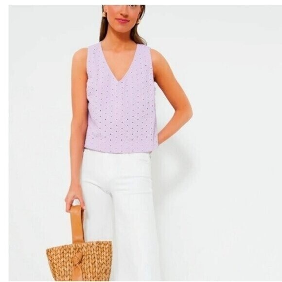 Tuckernuck | NEW Lavender Eyelet Valerie V-neckline Sleeveless Top Size XL