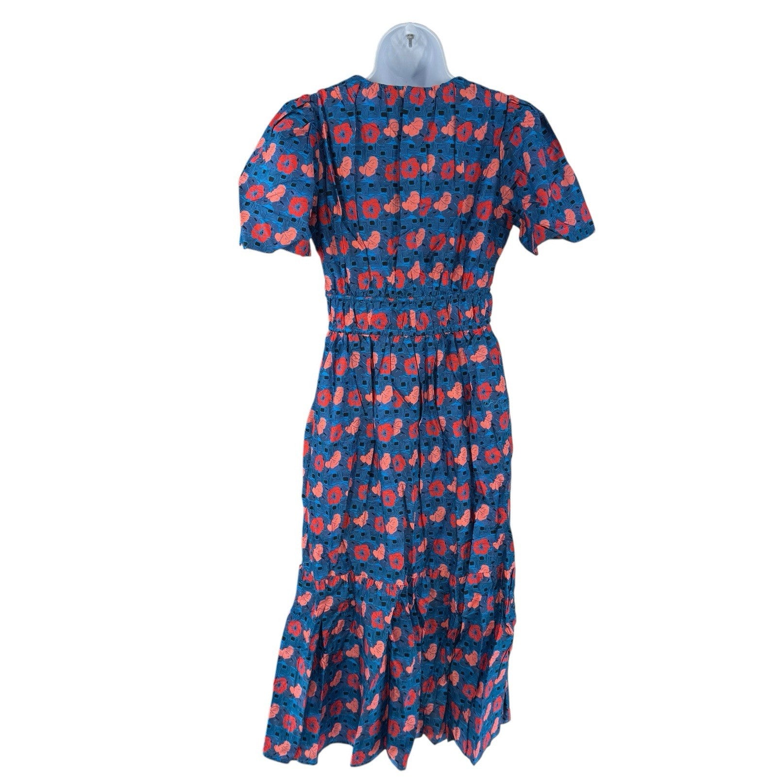 Tuckernuck NEW Retro Floral Mitchell Blue Red Empire Waist Maxi Dress Size XS