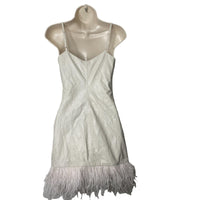 LAMARQUE | NWT Abella Leather feather Party Mini Dress in Bone Ivory Size XXS