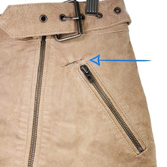 BLANKNYC NWT Moto Suede Leather Festival Mini Skirt in Bare It All Size 28