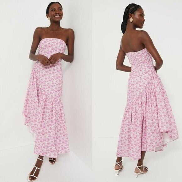 Hyacinth House | NEW Pink & White Floral Ruffle Hem Camellia Midi Dress Size XXL