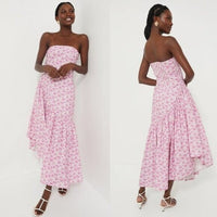 Hyacinth House | NEW Pink & White Floral Ruffle Hem Camellia Midi Dress Size XXL