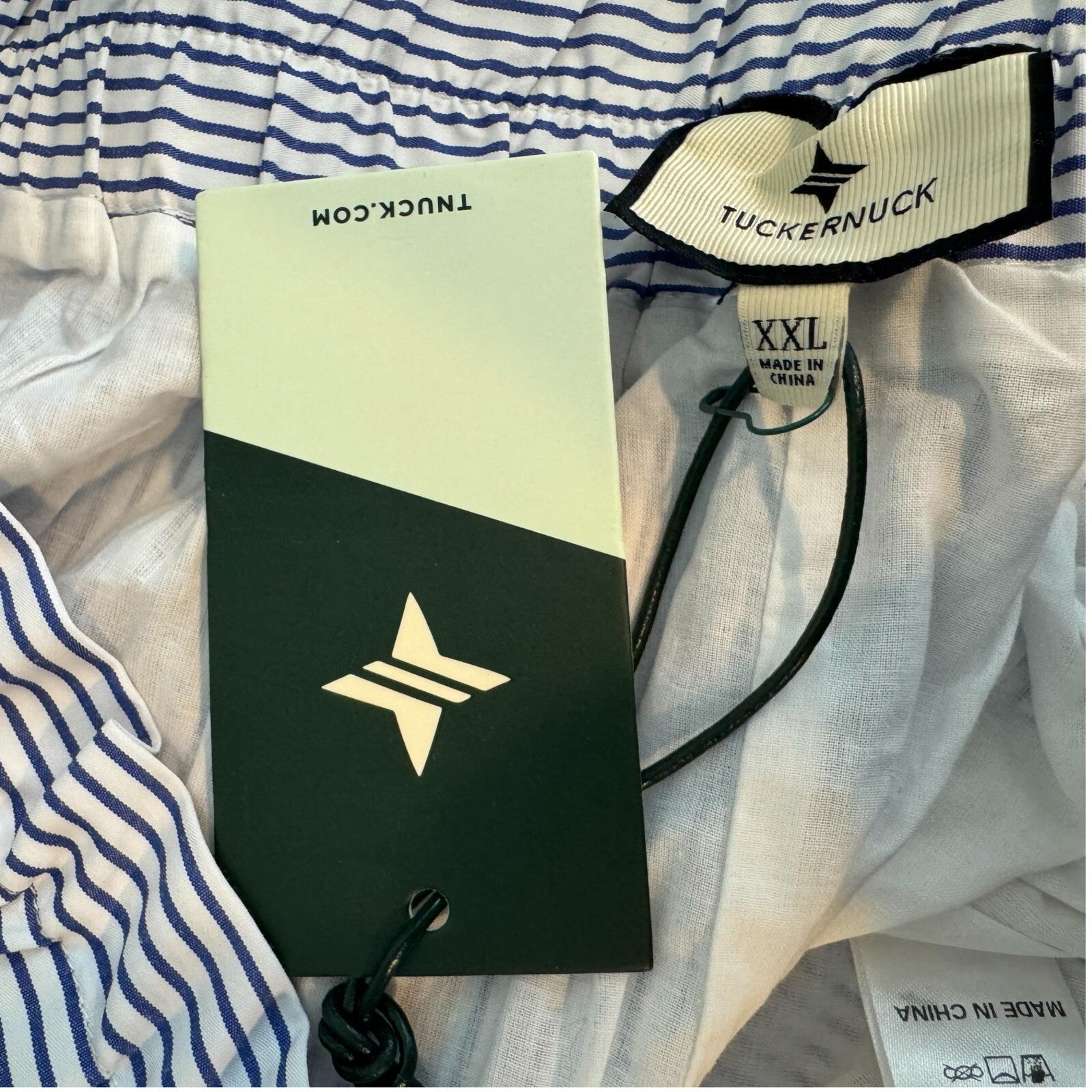 Tuckernuck NEW Blue White Eyelet Stripe Cinza Embroidered Midi Skirt Size XXL