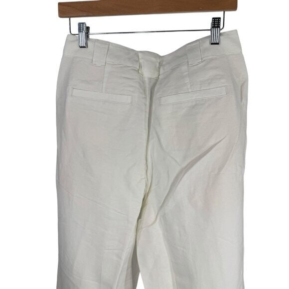 Alex Mill NEW Madeline Cream Pleat Twill Linen Blend Wide Leg Trouser Size 2