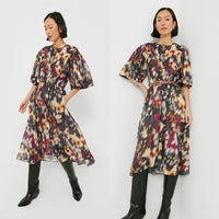 Isabel Marant Etoile NEW Maggy Black Watercolor Button Down Midi Dress Size S