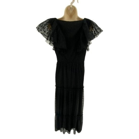 Tuckernuck NEW Black Onyx Tulle Giselle Formal V Neck Party Maxi Gown Size M