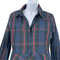 Pomander Place NEW Fraser Navy Plaid Ashlen Long Sleeve Blouse Top Size XL