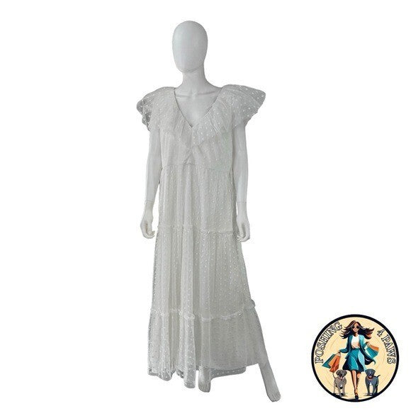 Tuckernuck | NEW White Onyx Tulle Giselle Formal Embroidered Maxi Gown Size XXL