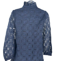 Tuckernuck NEW Navy Organza Lace Formal Palmerston Long Sleeve Mini Dress XS