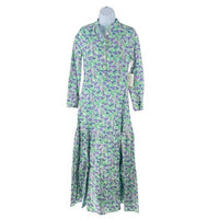 Hyacinth House NEW Aqua Bellflower Multi Floral Long Sleeve Maxi Dress Size XS