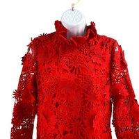 Tuckernuck | NEW Red Guipure Lace Daphne Three-quarter Sleeve Mini Dress Size XS