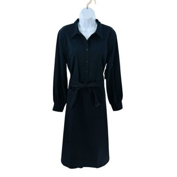 Tuckernuck NEW Black Lantern Sleeve Tory Shirt Midi Dress Size L