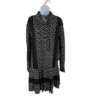 Tuckernuck NEW Black Geo Tate Tencel Long Sleeve Drop Waist Mini Dress Size XXL