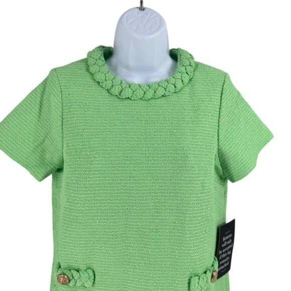 Tuckernuck NEW Palm Beach Green Tweed Retro Jackie Short Sleeve Mini Dress M