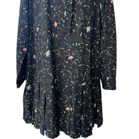 Tuckernuck NEW Campden Vine Tate Black Long Sleeve Pleated Mini Dress Size XXL