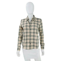 Burberry London NEW Womens Nova Check Fitted Collared Button Down Shirt Size XS