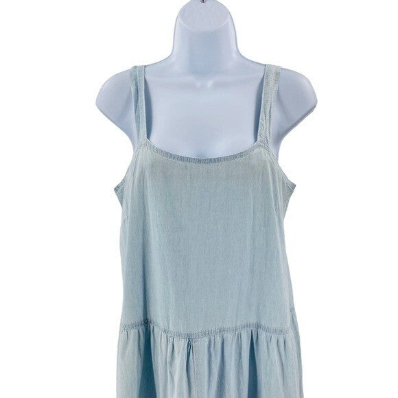 Pomander Place Lola Chambray Blue Sleeveless Tiered Casual Maxi Dress Size S