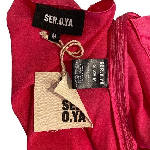 SER.O.YA | NWT Rachel Silk Satin Halter Camisole Top in Fuschia Purple Size M