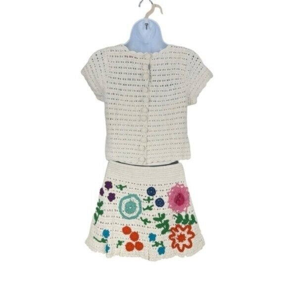 Tuckernuck Love the Label NEW Leighton Crochet Matching Set Ivory Floral Size L