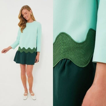 Tuckernuck NEW Sea Grove Pierce Long Sleeve Drop Waist A Line Mini Dress Size L