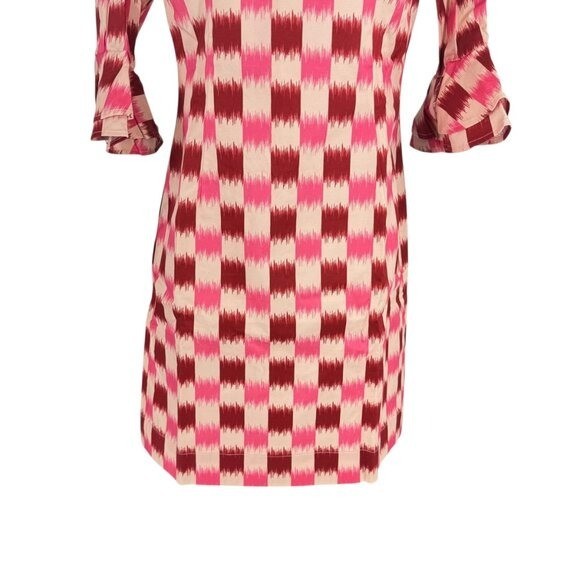 Autumn Adeigbo NEW Rose Lenore Pink Check Half Sleeve Cocktail Mini Dress Size 2