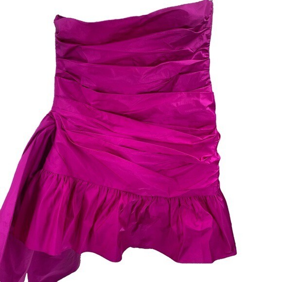 LoveShackFancy NEW Noble Bow Silk Formal Flirty Fuschia Mini Dress Size 12