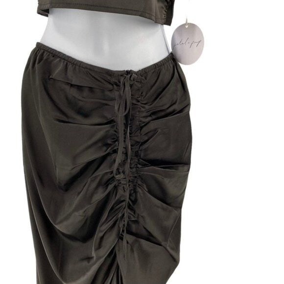 Mable x Petal & Pup NEW Angelique Open Back Crop Two Piece Set Midi Dress Size M