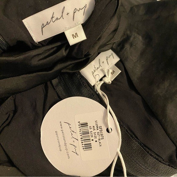 Petal & Pup NEW Sienna Satin Formal Black Midi Dress Matching Set Size M