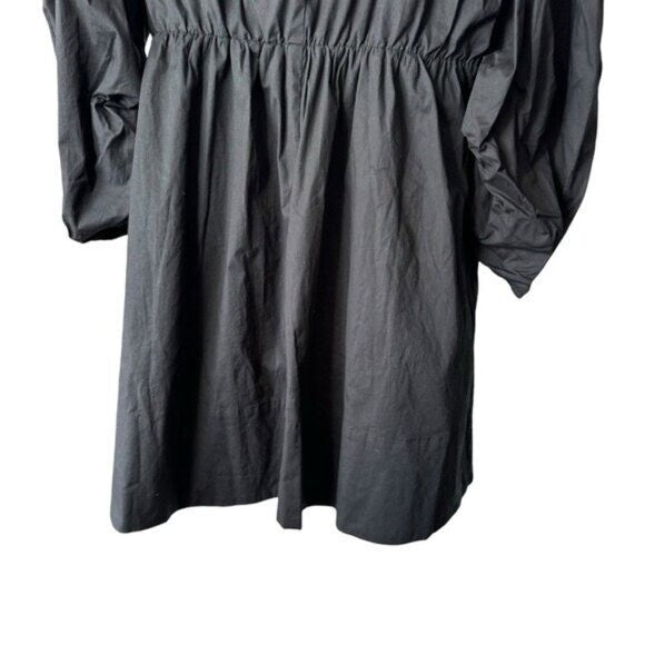 Pomander Place NEW Black Jenny Corset Puff Sleeve Cotton Mini Dress Size S