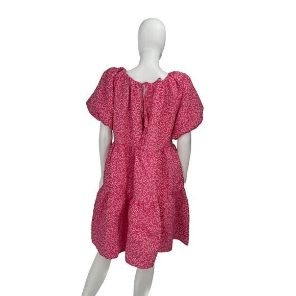 Hyacinth House NEW Textured Fuschia Belinda Pink Babydoll Mini Dress Size L