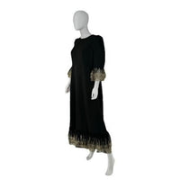 Pomander Place NEW Black Lillith Gold Lace Formal Maxi Dress Size XS
