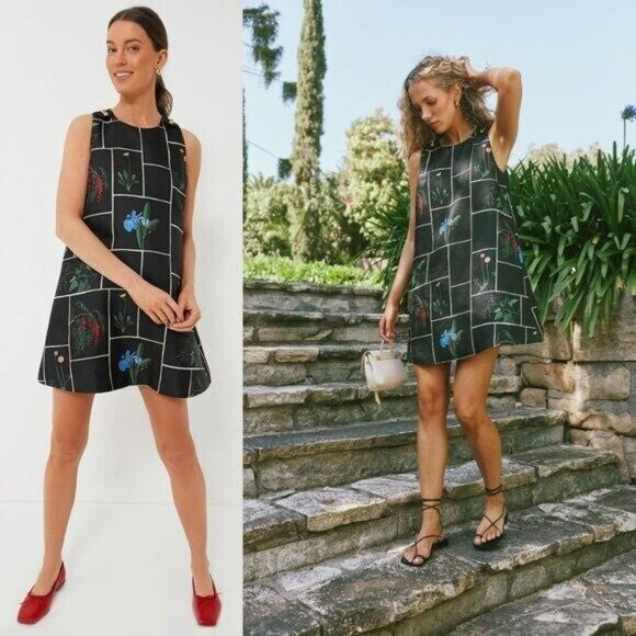 Tuckernuck NEW Black Fresher Buds Woven Grace Sleeveless Mini Dress Size XXS