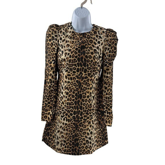 Tuckernuck x India Hicks NEW Leopard Domino Long Sleeve Party Mini Dress Size XS