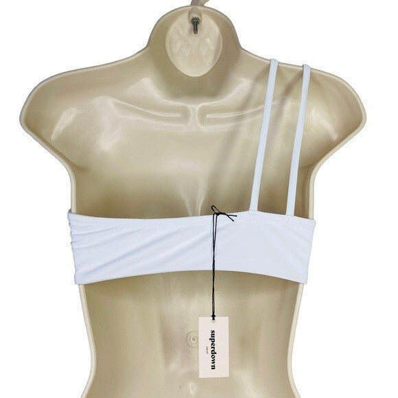 superdown | NEW Monica One Shoulder Bandeau Bikini Top in White Size S