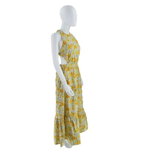 Hyacinth House NEW Yellow Pastel Retro Floral Maggie Maxi Dress Size Small