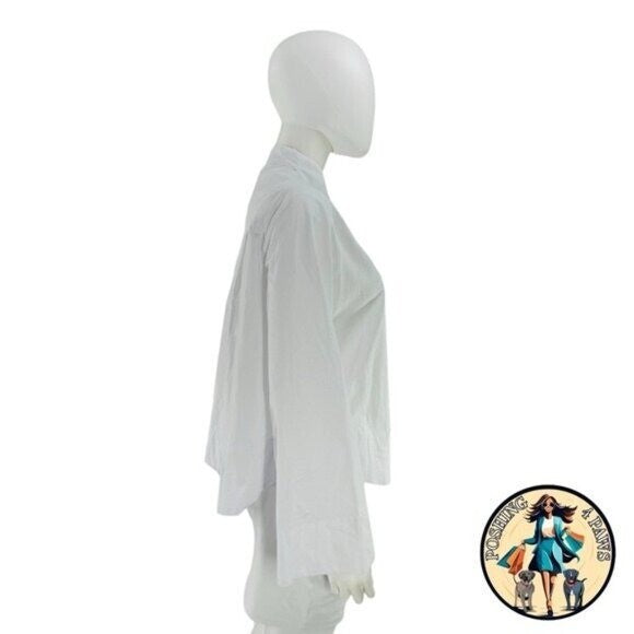 Pomander Place NEW White Norella V Neck Flared Bell Sleeve Blouse Size XS