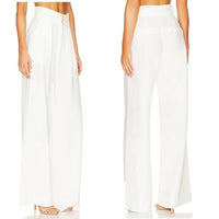 The Femm | Fiona Wide Leg High Rise Pleated Pant in White Size XS