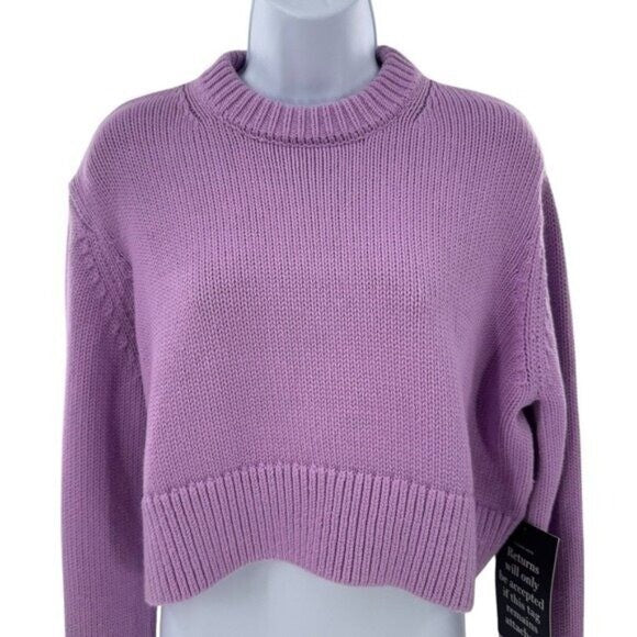 Tuckernuck NEW Lilac Purple Aiden Crewneck Cropped Cotton Knit Sweater Size M